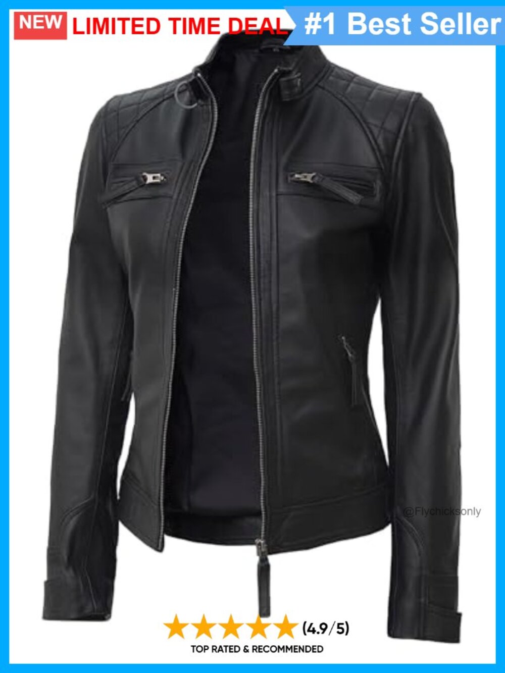 Genuine Lambskin Leather Jacket Cafe Racer Quilted Womens Outerwear